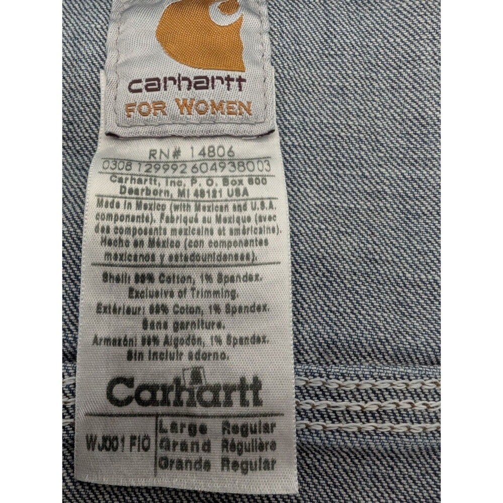 Carhartt Womens Large Denim/Jean Jacket Trucker Workwear Streetwear Snap J001 - Picture 7 of 10